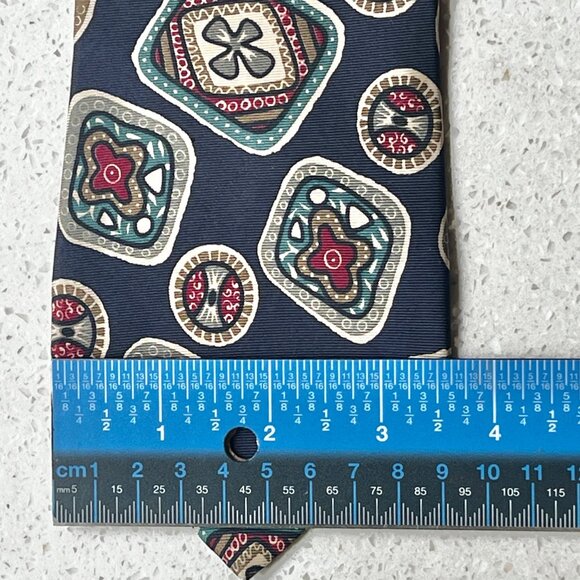 Christian Dior Vintage Silk Neck Tie Multi-Patterned Made In USA Italian Silk - Picture 6 of 7